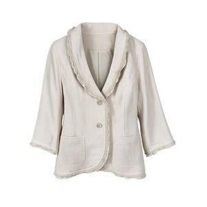 Womens 100% Linen Blazer Jacket XL Petite Euro Summer Minimalist Feminine New
